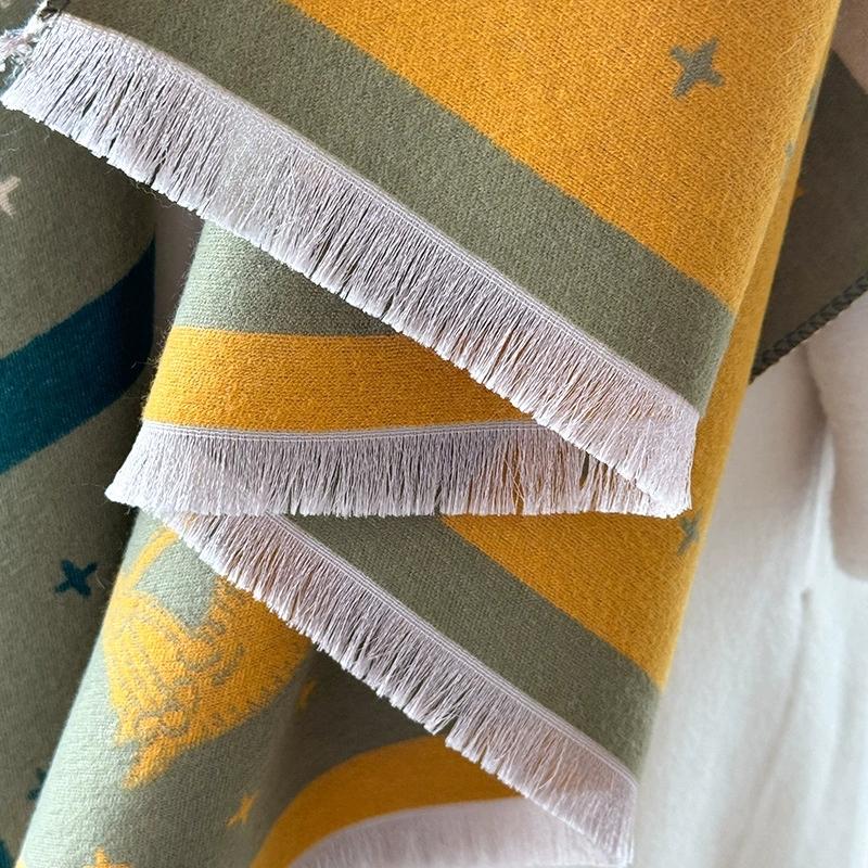 Winter Elegant Lady Style Printed Faux Cashmere Scarf For Women Double-Sided Cold Protection Neck Warm Scarf And Shawls 180*65Cm