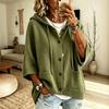 2026 European and American button-knitted hooded sweater cardigan jacket autumn and winter new solid color casual fashion women's clothing