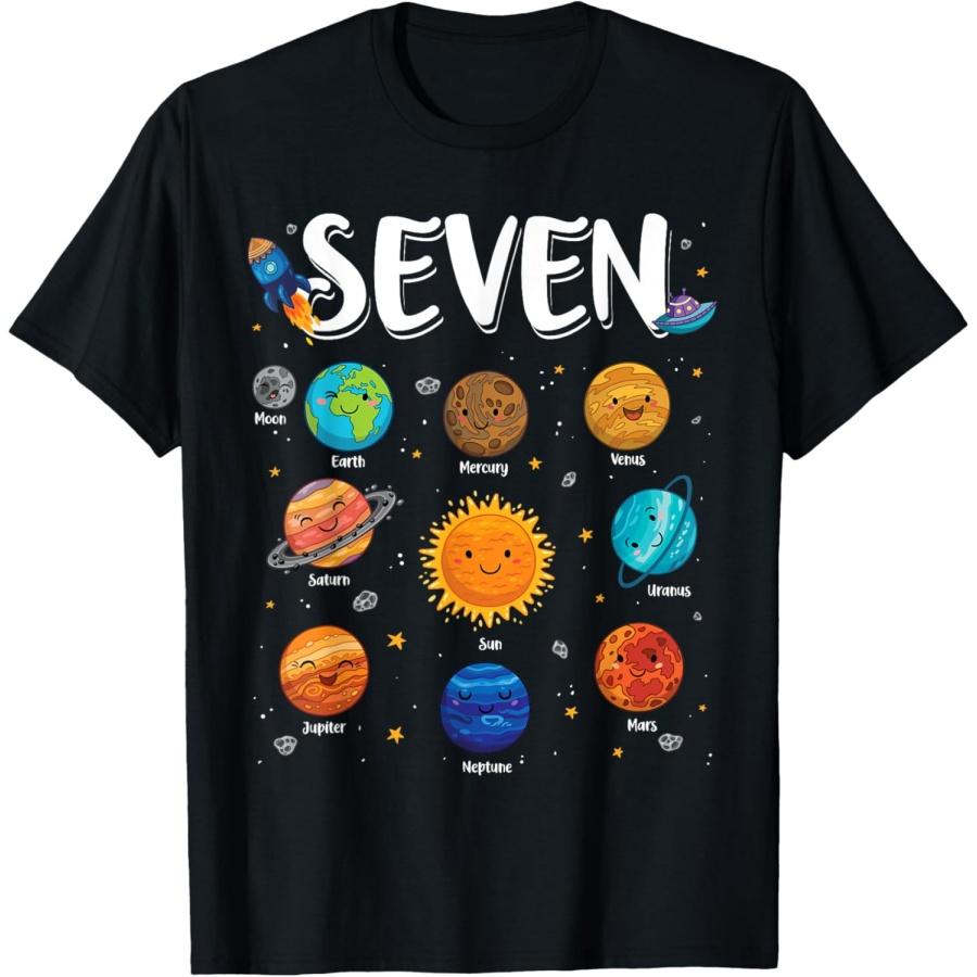Планеты Солнечной системы 7 Семи лет 7-й День Рождения Мальчик Девочка Футболка S