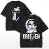 Anime Frieren: Beyond Journey's End Graphic T Shirt Men Women Clothing Casual Cotton Tshirt Vintage Washed T-shirt Harajuku Tops