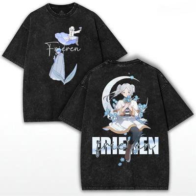 Anime Friers: T-shirt Graphique Beyond Journey's End Homme Femme Vêtements Décontracté Coton T-shirt Vintage Lavé T-shirt Harajuku Hauts