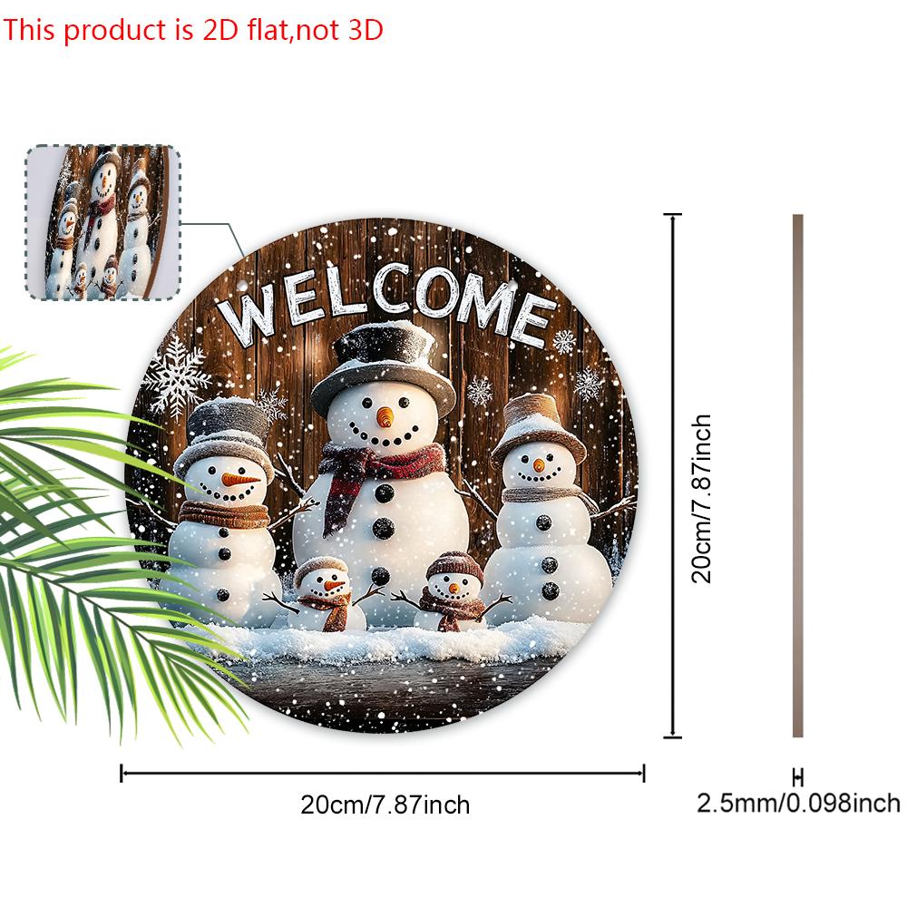 Rustic Christmas Wooden Sign with Adorable Snowman Pattern - Navidad Round Sign for Front Door, Wall Hanging Decor - Ideal Christmas Ornament