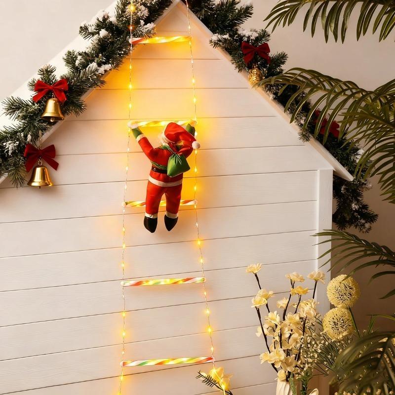 LED Christmas Fairy Lights Ladder Lights with Santa Claus Christmas Tree Lights For Indoor Outdoor Window Garden Home Decoration