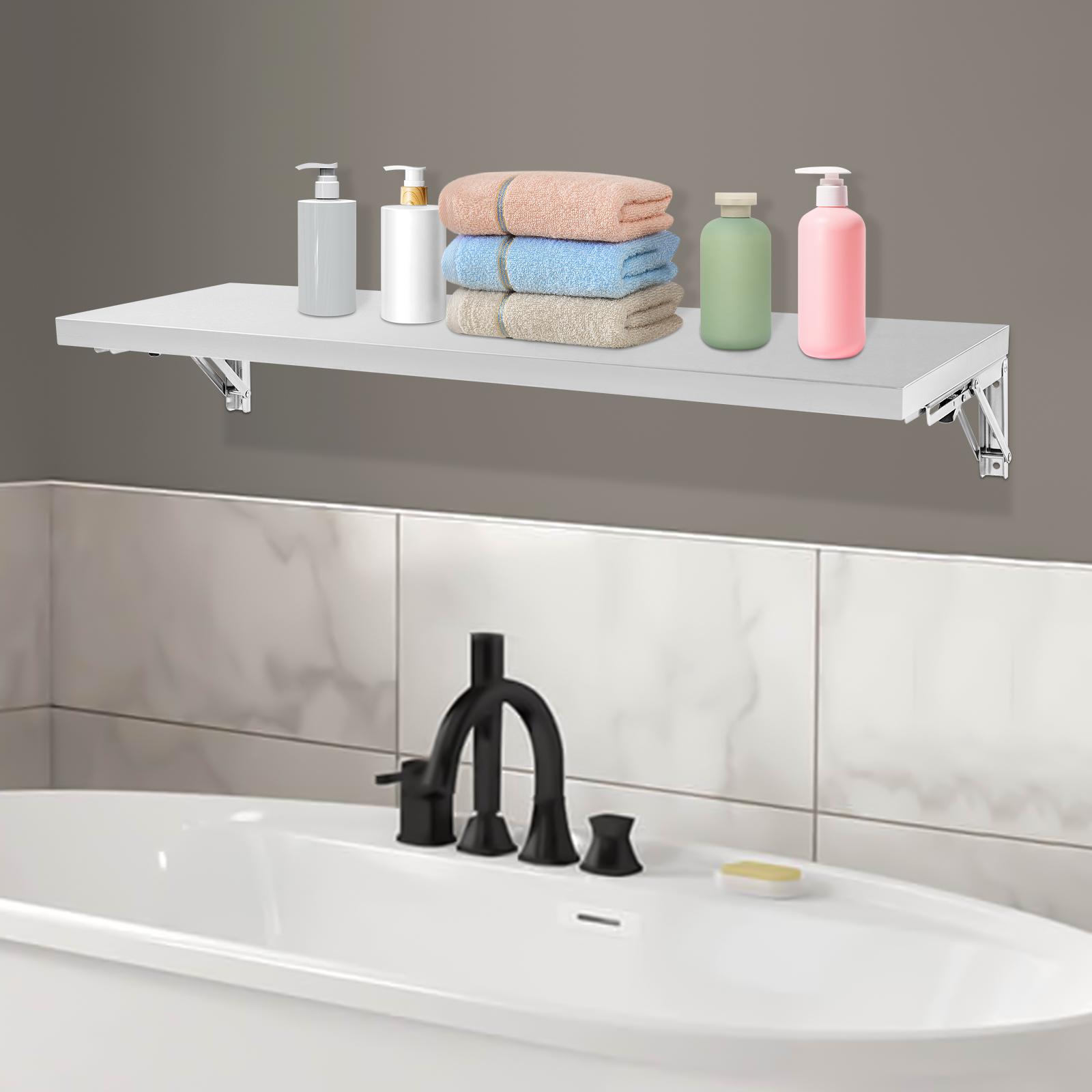 

Stainless Steel Wall-Mounted Folding Table,Foldable Serving Shelf for Kitchen Bar, Silver Dining Prep Station, Holds 25kg/55 Lbs серебряный