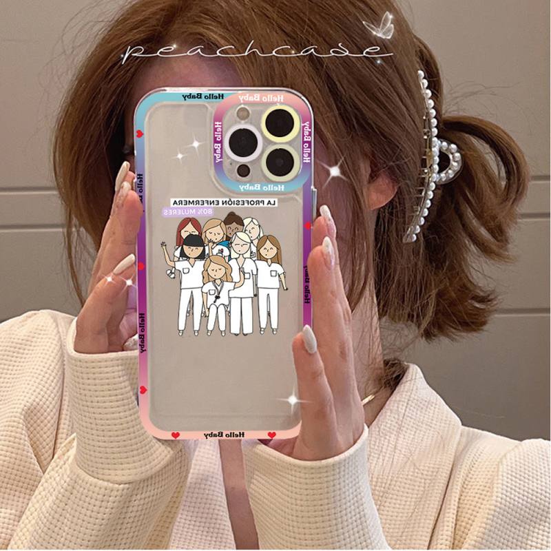 Cartoon Medicine Doctor Nurse Phone Case for iPhone 11 12 13 Mini Pro Max 14 Pro Max Case shell