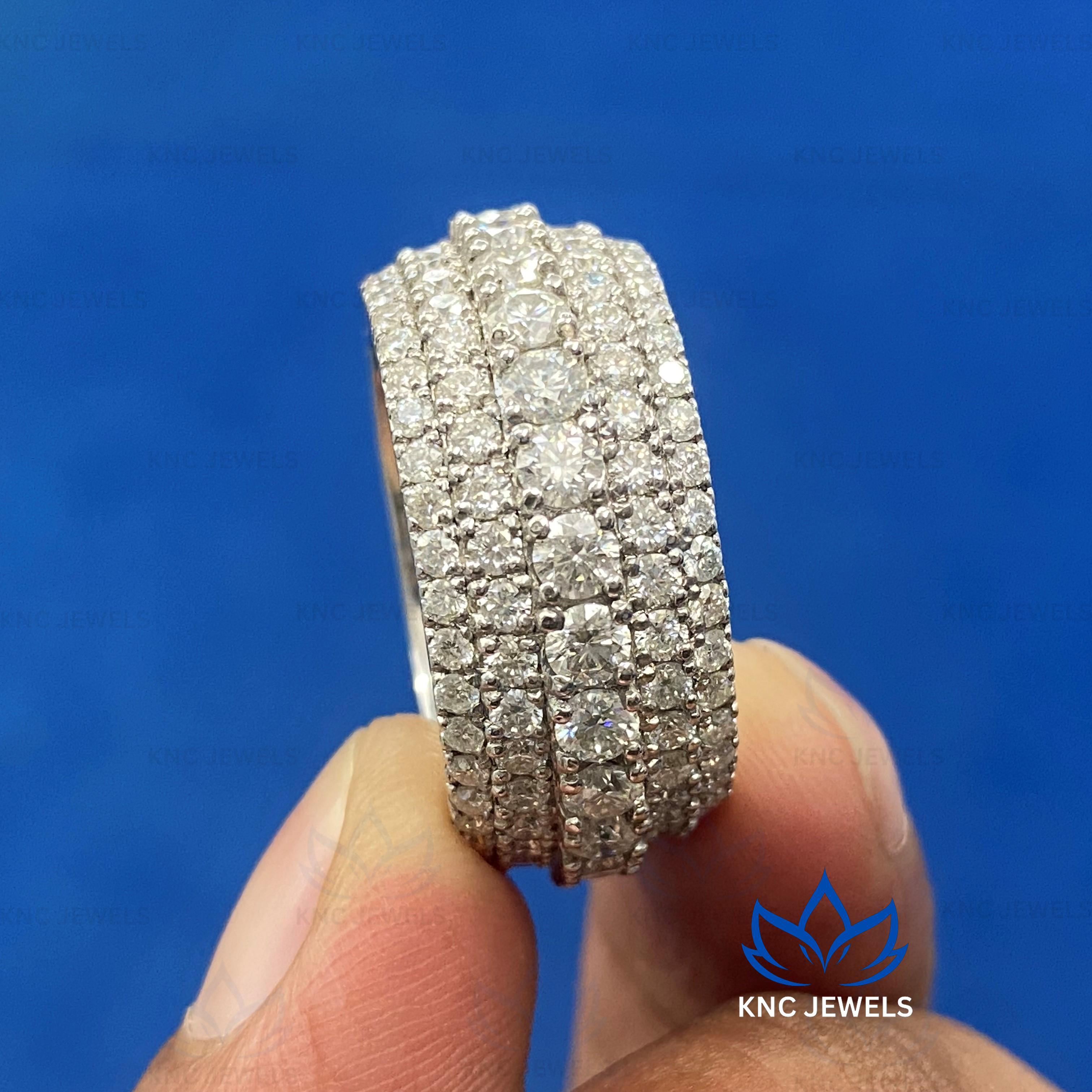 

Мужское обручальное кольцо Knc Jewels с муассанитом, цельное серебро 925 пробы Ring Size 4 US белый