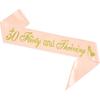 30 Flirty & Thriving Sash - 30th Birthday Gifts for Women - Cheers To 30 Party Decor - Thirty Years Old Birthday Funny Soft Satin Sash (Pink with