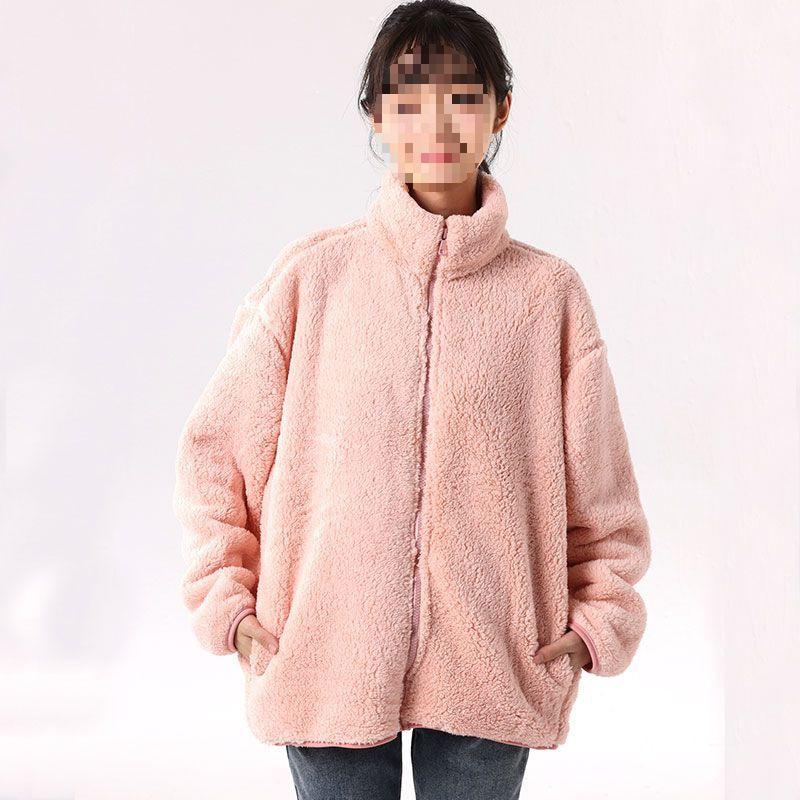 

Women s Long-Sleeve Plush Fleece Jacket - Stand Collar, Short Length, Versatile for Autumn/Winter 155/80A [80-100 lbs]