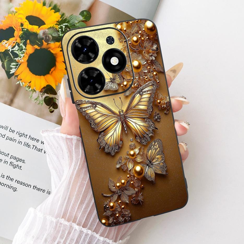 For Tecno Spark Go 2024 Case BG6 Beautiful Butterfly Tree Painted Cover Soft TPU Phone Case For Tecno Spark Go 2024 Fundas Coque