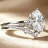 2Pcs/sets Water Drop Sparking Cubic Zirconia Promise Rings for Women Elegant Shining Wedding Jewelry Fashion Accessories