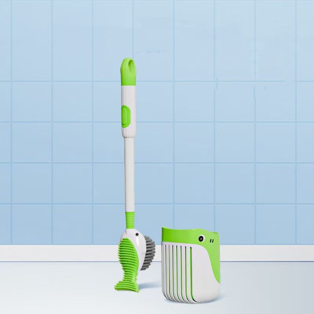 Silicone Toilet Scrubber Hanging Hole Toilet Cleaner with Holder Toilet Brush Set  Bathtubs