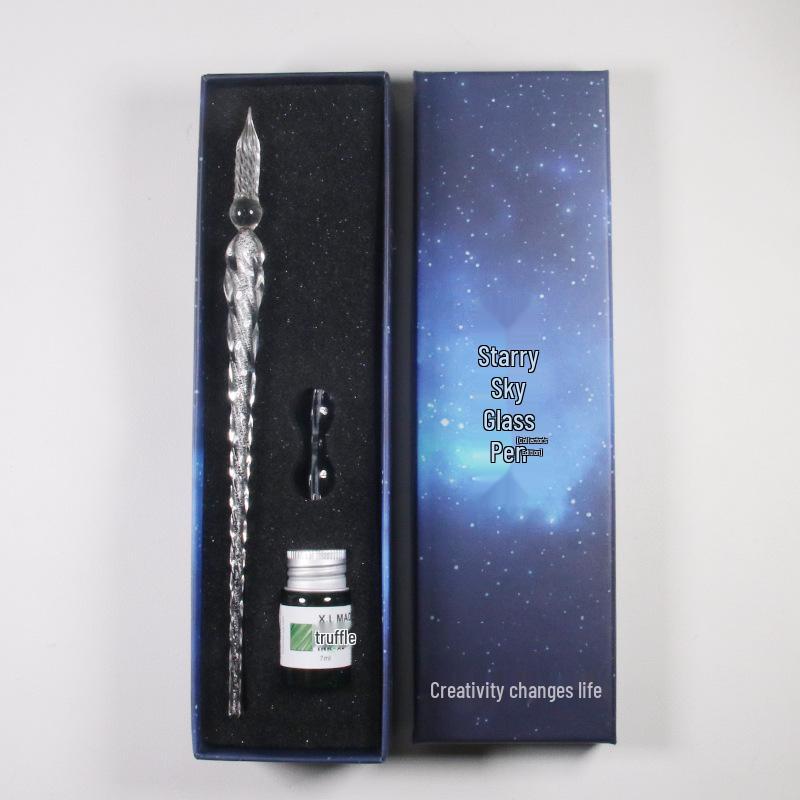 Starry Sky Glass Dip Pen Set: Crystal Signature & Student Pen Stationery Gift