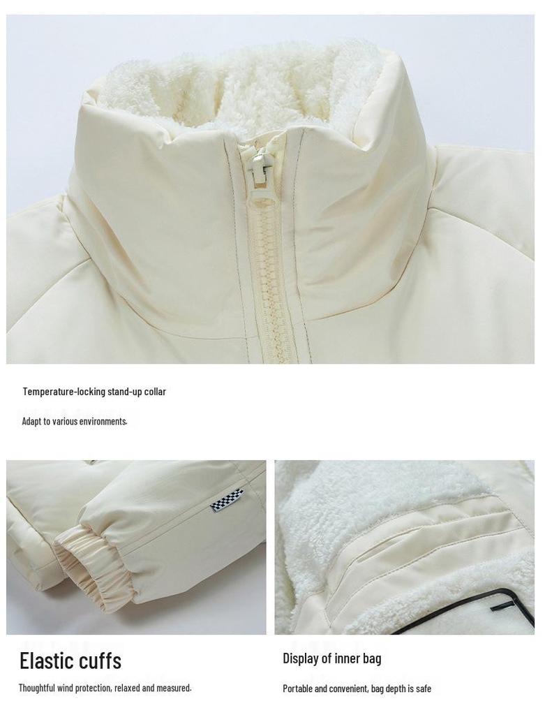 Men's 2025 Lambswool Cotton Padded Jacket - Velvet-Lined, Thick Stand Collar, Winter Warmth & Cold Protection