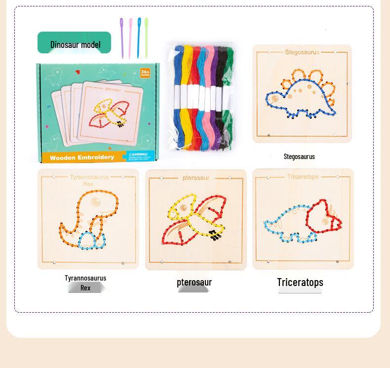Children's Embroidery and Threading Wooden Toy - DIY Educational Set for Kindergarten