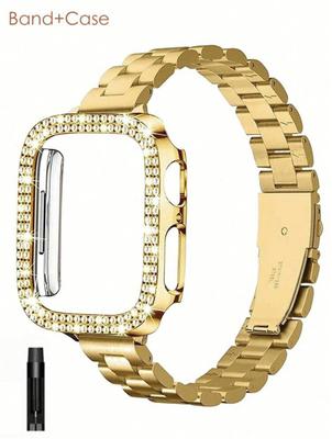 Superior Bling Stastainless Steel Band Case Cover For Apple Watch Strap Series 11/10/9/8/7/6 38mm 40mm 41mm 42mm 44mm 45mm 46mm