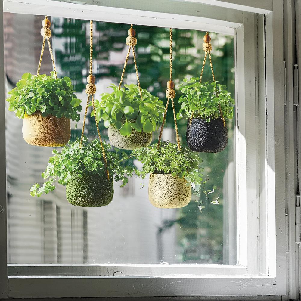 Künstliche Grünlilie Hängepflanze Wandaufkleber Abnehmbar Wasserdicht Umweltfreundlich PVC Dekor Für Wohnzimmer Arbeitszimmer Balkon Glas
