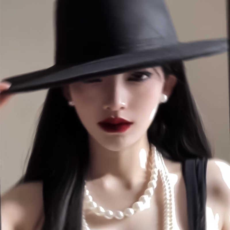 Hot autumn and winter imitation wool hat top hat small concave top felt hat