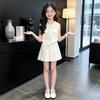 Girls' 2026 Summer Sleeveless Doll Collar Vest & Pleated Skirt Set for Medium To Large Children