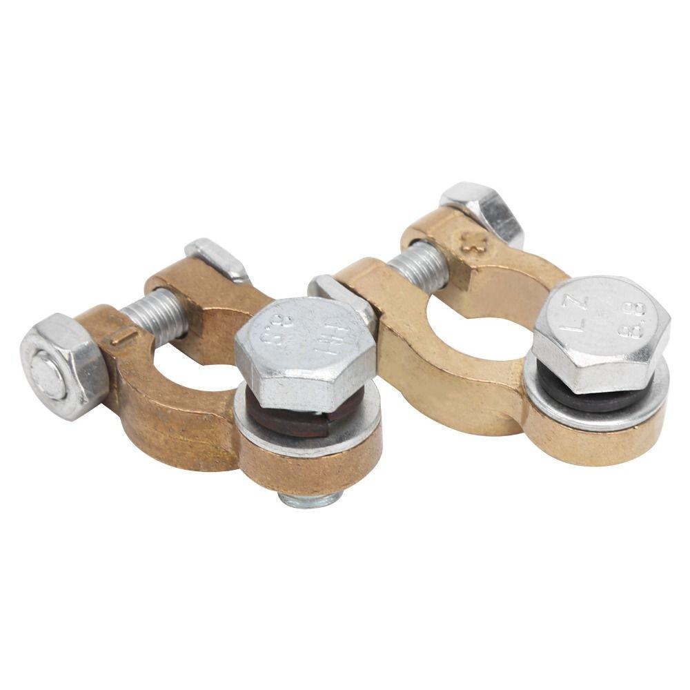 2PCS Alloy Battery Terminal Connectors Brass Positive Negative Terminals Top Post Connectors  Boat