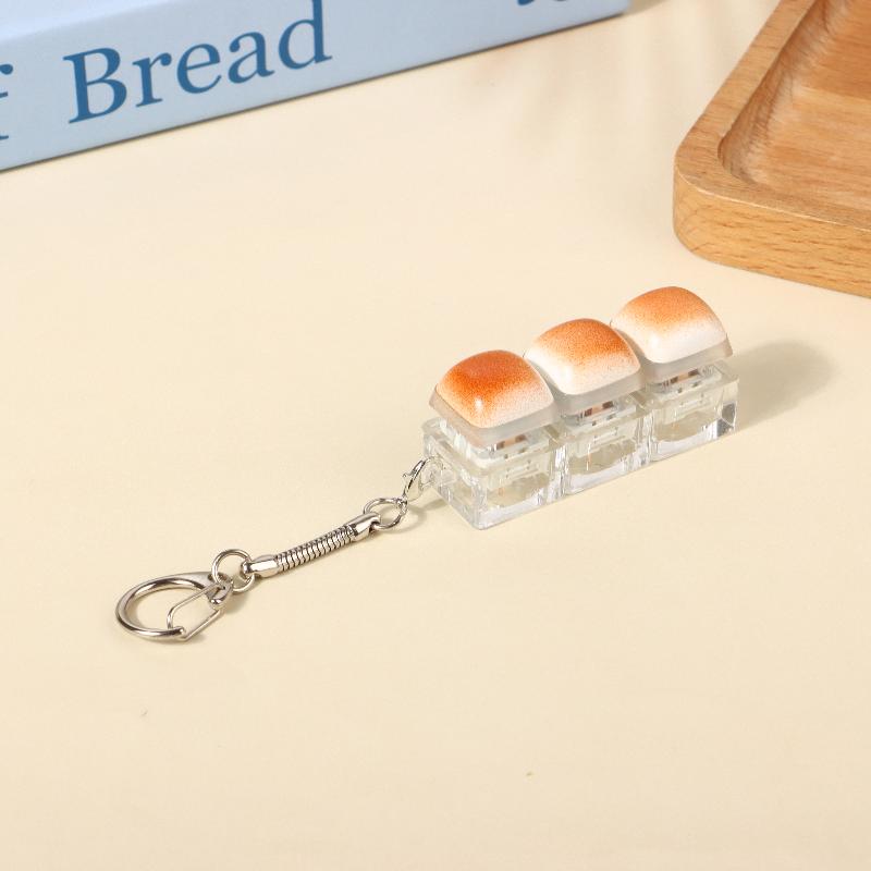 Kreatives Brot Tastatur Schlüsselanhänger Mechanische Tastatur Dekompression Spielzeug Schlüsselring Tasche Anhänger Fidget Knopf Finger Spielzeug