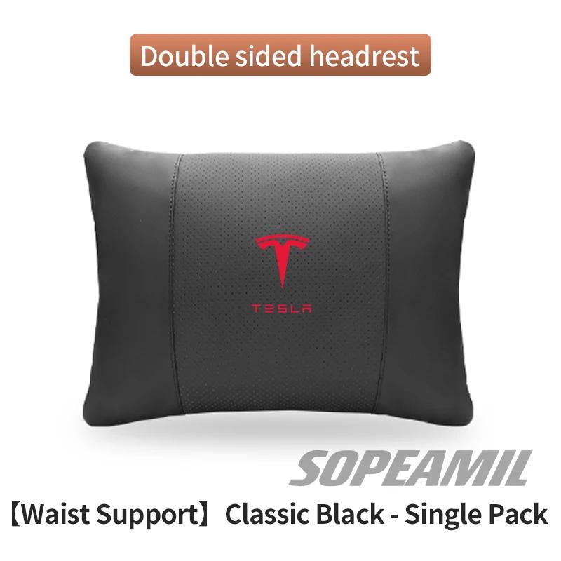 Tesla Cybertruck Model 3 Model Y Model S Model X Car Double-Sided Suede Leather Headrest Neck Support Pillow Seat Waist Cushion