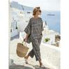 Comfortable seven-quarter sleeve two-piece set Bohemian women's clothing printed casual suit European and American