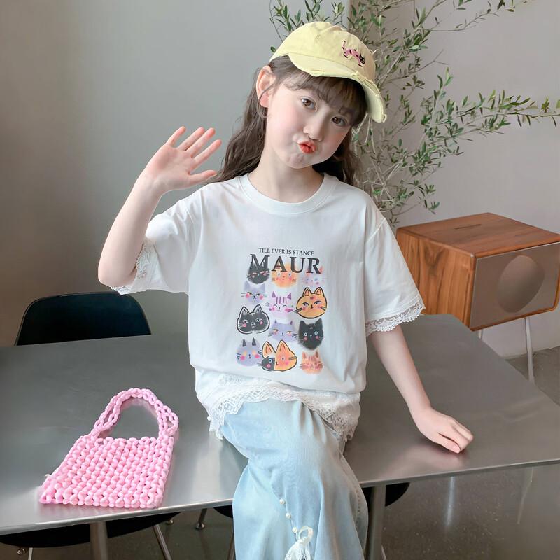 Girls' Floral Short-Sleeve Summer T-Shirt