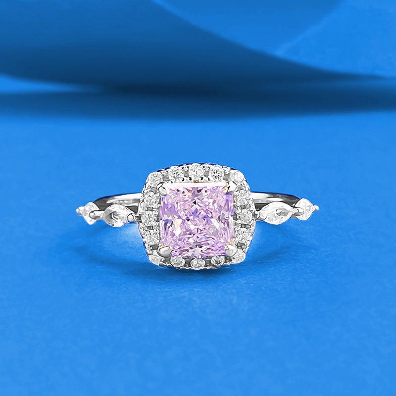 

Zhuozhifan S925 Silver Princess Square Yellow and Pink Diamond Ring for Women, 6x6mm. Size 5 алмаз/розовый