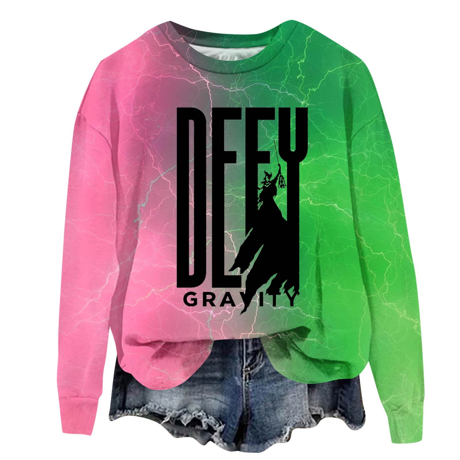 

Women s Fashionable Casual Oversized Long-Sleeved Round-Neck Printed Pullover Sweatshirt M чёрный