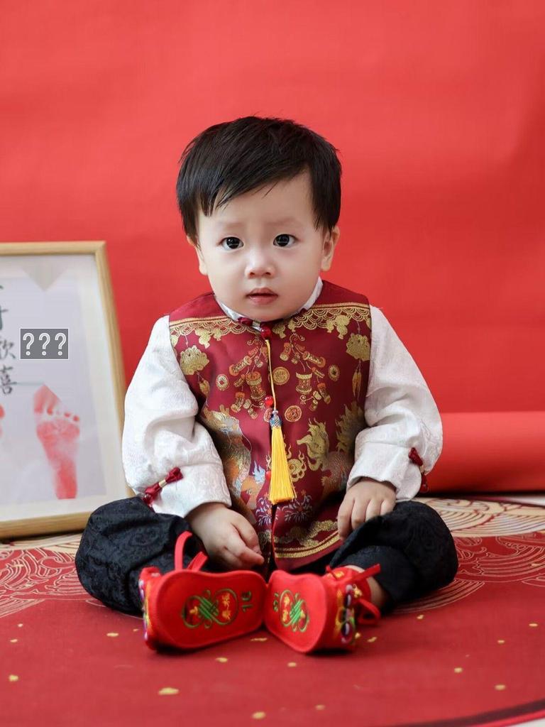 Chinese Style Baby Boys' Tang Suit, One-Year-Old Formal Set, Spring/Summer Infant Wear, National Tide Crown Garment for Zhuazhou Occasions