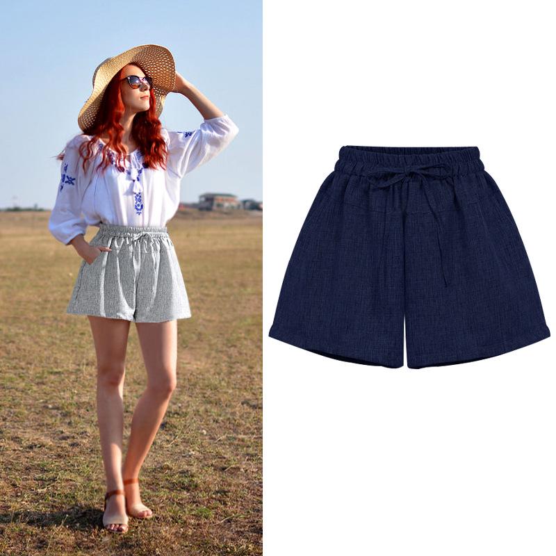 Høy midje A-linje vide ben dameshorts - Koreansk stil, Pluss størrelse, Sommer avslappet slim bukser