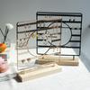 Earring Display Holder,Metal 3 Layers Jewelry Storage Organizer Wood Base Stand Tree,Bracelet Necklace Ear Stud Rack Gift