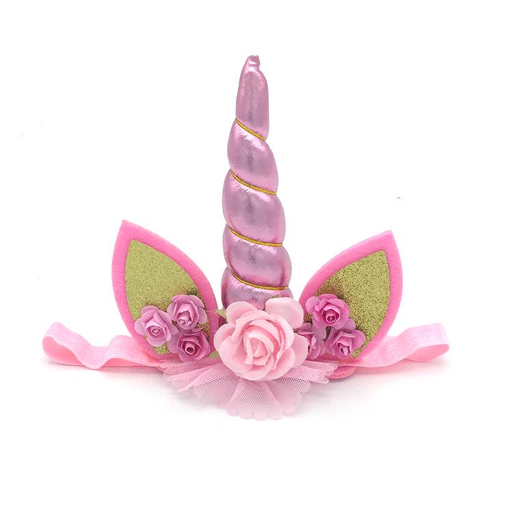 Unicorn Birthday Headband for Kids with Golden Horn