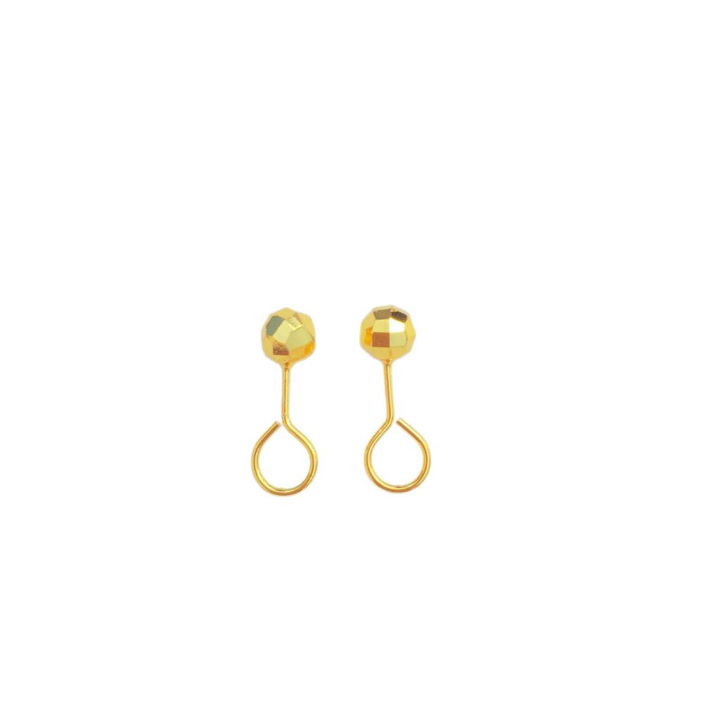Vietnam Gold Laser Surface 9-Shaped Needle Earrings: Fashionable, Elegant, Simple, Bean-Shaped Studs for Women