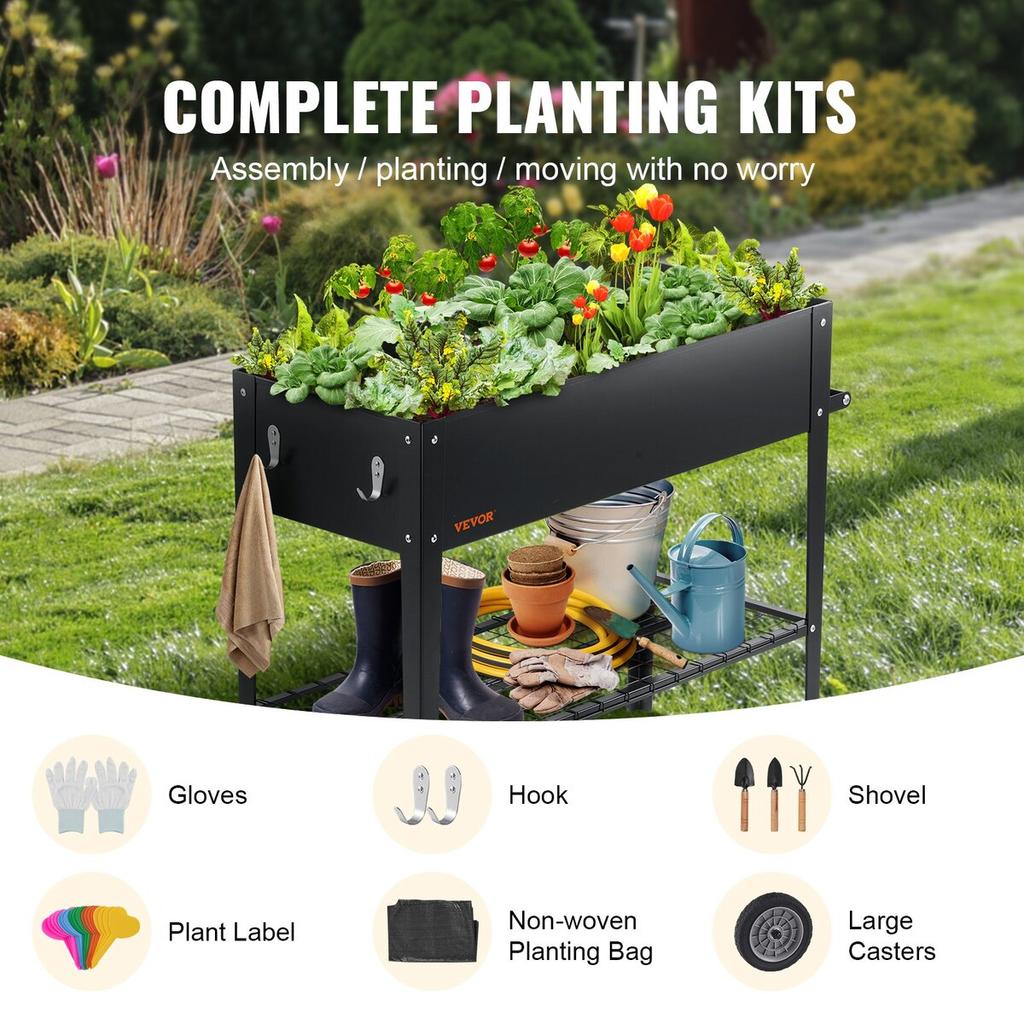 Raised Garden Bed, 42.5 X 19.5 X 31.5 Inch Galvanized Metal Planter Box, Elevated Outdoor Planting Boxes with Legs, for Growing