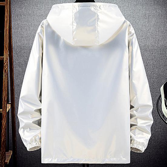 Herren Kapuzenjacke Glänzende Oberfläche Reißverschluss Einfarbig Slim Fit Wasserdicht Frühling Herbst Elastische Bündchen Mantel Streetwear