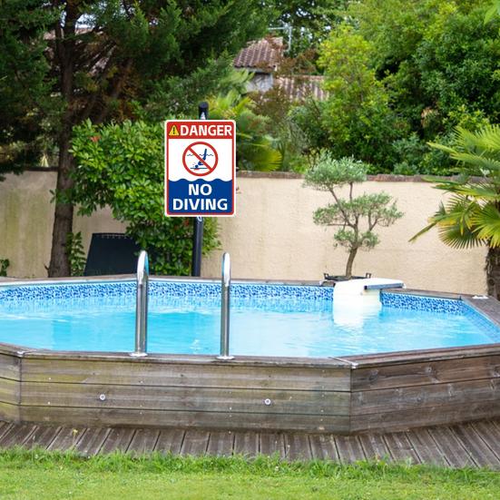 Danger No Diving Sign Weather-proof Heavy Duty Outdoor Yard Beach Pond Swimming Pools Aluminum Warning Sign