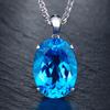 Luxury Temperament Topaz Pendant & Sapphire Necklace In Silver Jewelry
