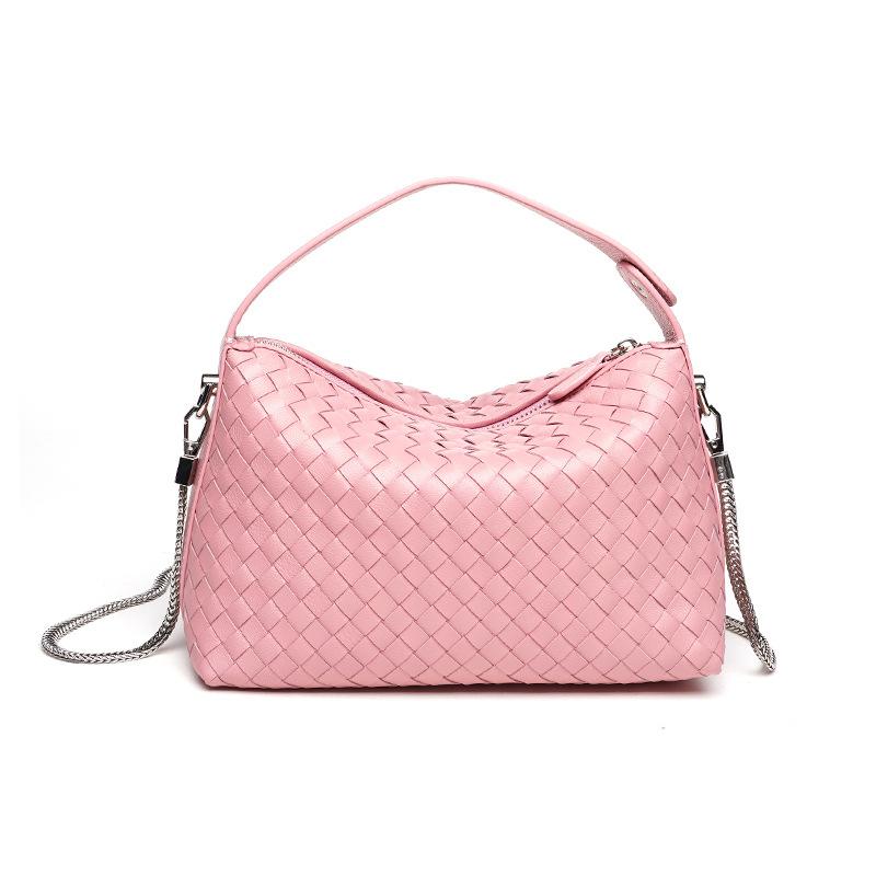 Trendy women's bags factory direct sales first layer sheepskin pure hand-woven bag portable crossbody versatile pillow bag