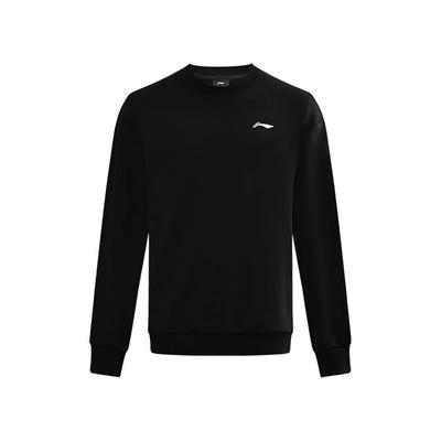 Moletom Li Ning Cor Sólida Modelagem Solta Ombro Caído Manga Longa Unissex Preto AWDUG77-1