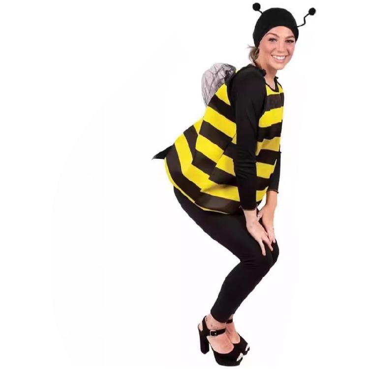 Honeybee Costume Bees Antenna Headband Cap Bumble Bees Wing Tunics 3pcs Bees Costume Kit for Halloween Cosplay Party
