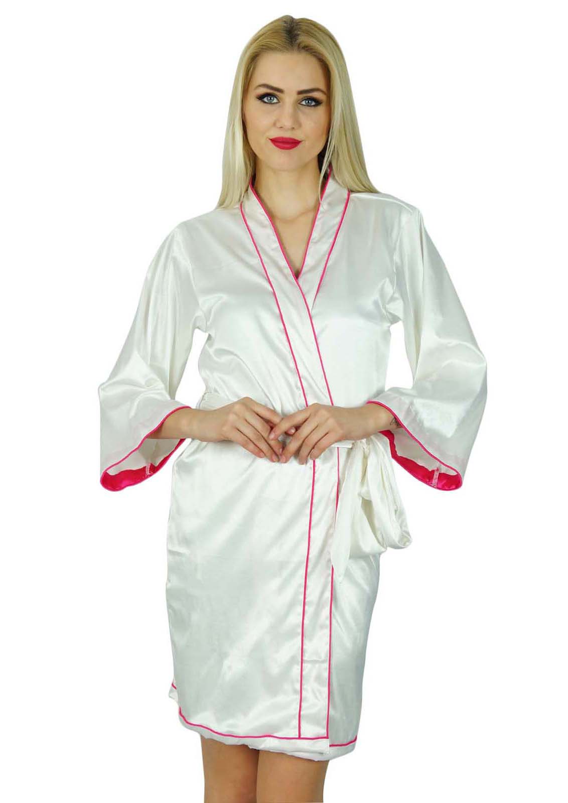 

Bimba Жіночий короткий атласний халат. Готуємося. Покриття для подружок нареченої 30 білий