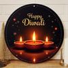 HVD Happy Diwali Metal Wall Decor In UV Printed Outdoor Garden Yard Art Aluminum Sign