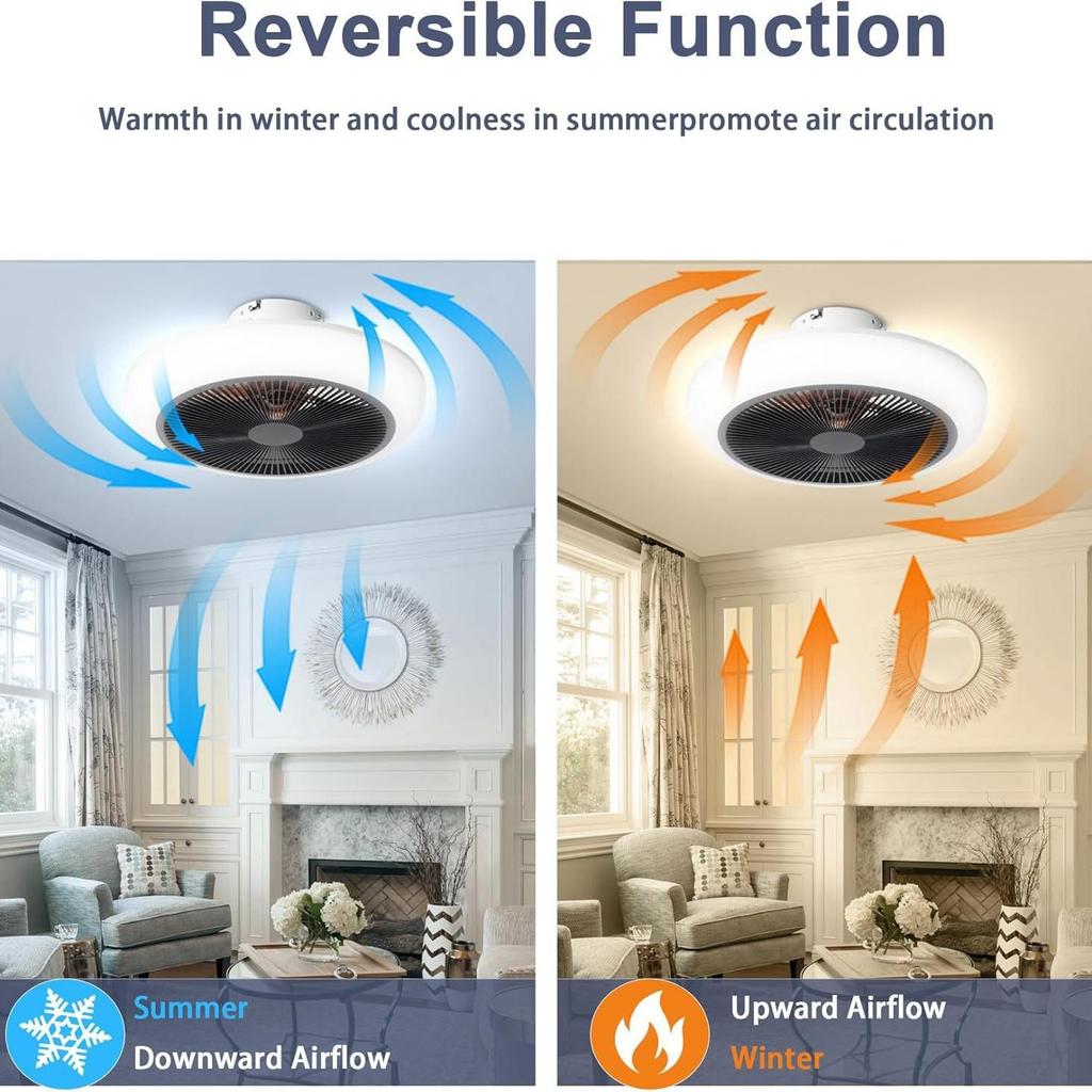 Silent Ceiling Fan Light with Integrated Remote for Bedroom or Living Room