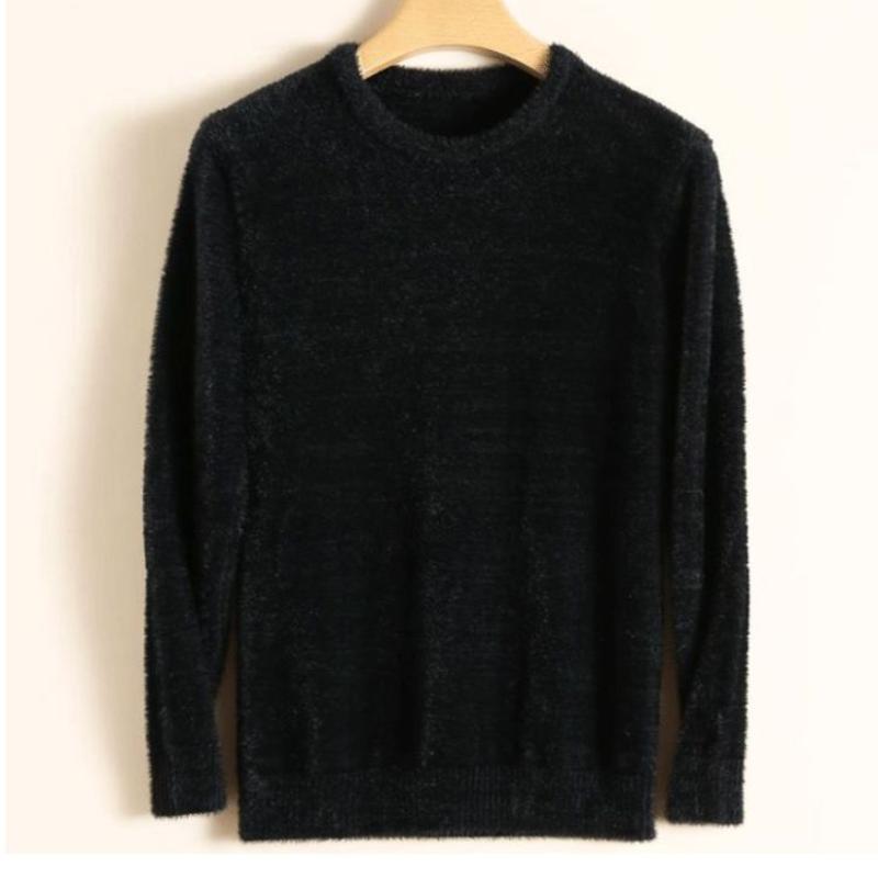 Autumn and Winter Korean Version Simple Solid Color Versatile Round Neck Long Sleeved Loose Casual Oversize Mink Sweater