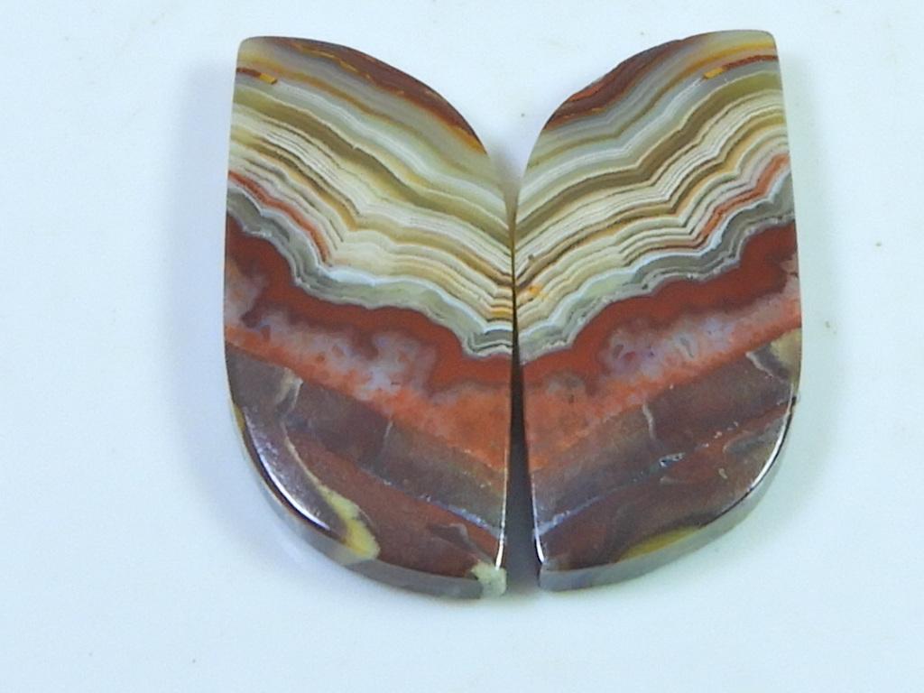 

21Cts. AAA Crazy Lace Agate (12X26X3 mm each) Fancy Cabochon Matched Pair SK-3079