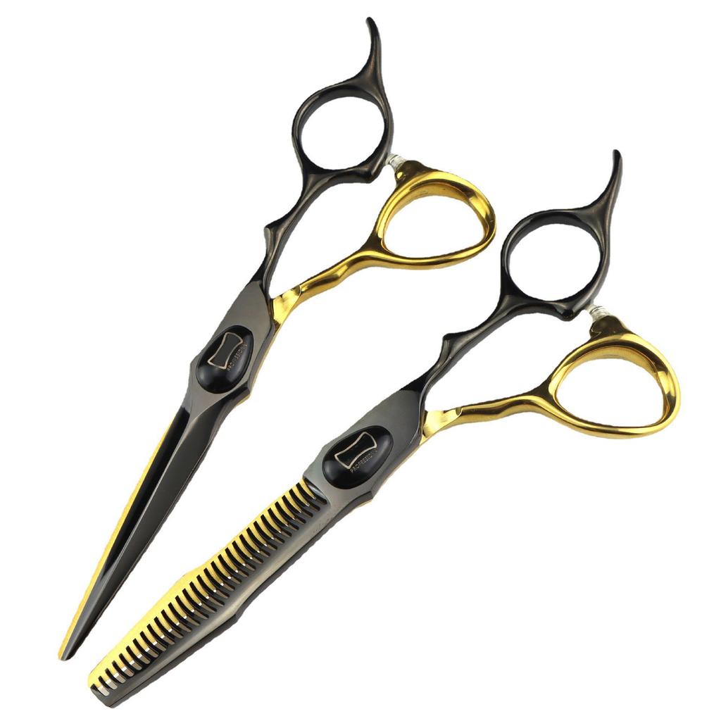 6.0 Inch Cm-12 Black Gold H Er Double-Sided Sword Back, Hair Scissors, Hair Scissors, Flat Scissors, Bangs Scissors, Teeth