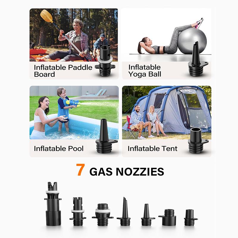 

Насос для паддлборда, 20 фунтов на кв. дюйм, двухступенчатый, накачивание и сдувание, насос для SUP с функцией автоотключения и автомобильным разъемом 12 В постоянного тока чёрный