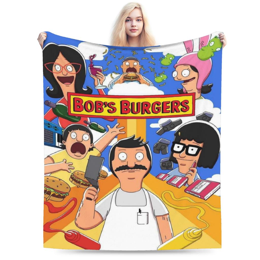 Gemütliche Bobs Lustige B-Burger Decke Merch Heimdeko Überwurfdecken Ultra-Weiches Fleece für Reisen