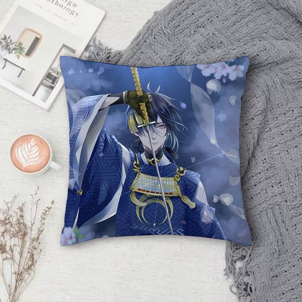 Touken Ranbu Anime Double-Sided Printed Square Pillow Cover Decorative Cushion Cover For Sofa Bedroom Bedside